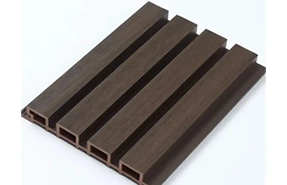 Durable brown WPC louver panel for exterior walls by Nirmaan Groups